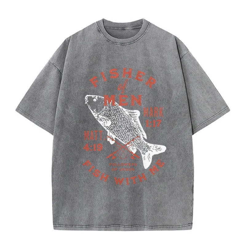 Christianartworkshop Followers of Jesus Fisher of Men Unisex Washed T-Shirt sold by Christian Art Workshop product image thumbnail 5