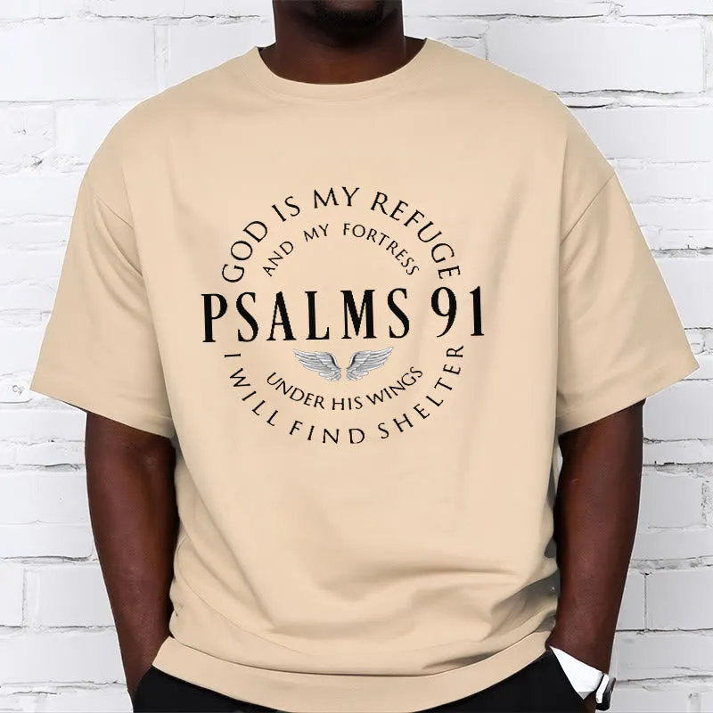 Christianartworkshop Psalm 91 God Is My Refuge Unisex T-shirt sold by Christian Art Workshop product image thumbnail 2