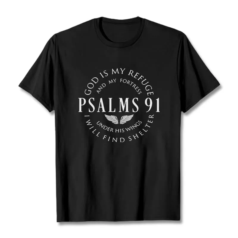 Christianartworkshop Psalm 91 God Is My Refuge Unisex T-shirt sold by Christian Art Workshop product image thumbnail 4