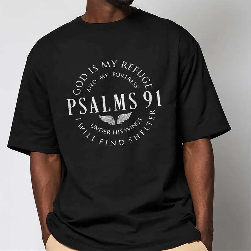 Christianartworkshop Psalm 91 God Is My Refuge Unisex T-shirt sold by Christian Art Workshop product image thumbnail 5