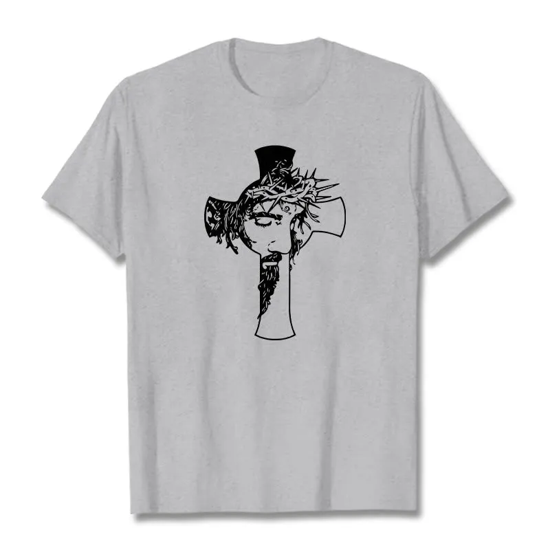 Christianartworkshop Modern Crown of Thorns and Cross Design Unisex T-shirt sold by Christian Art Workshop