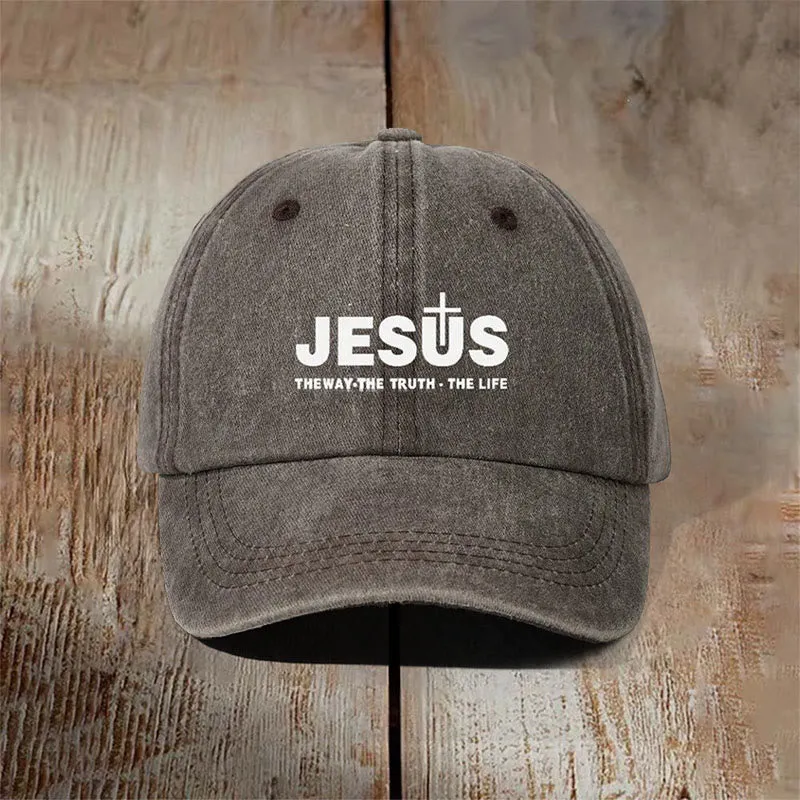 Christianartworkshop Minimalist Jesus The Way The Truth The Life Statement Baseball Cap sold by Christian Art Workshop product image thumbnail 3