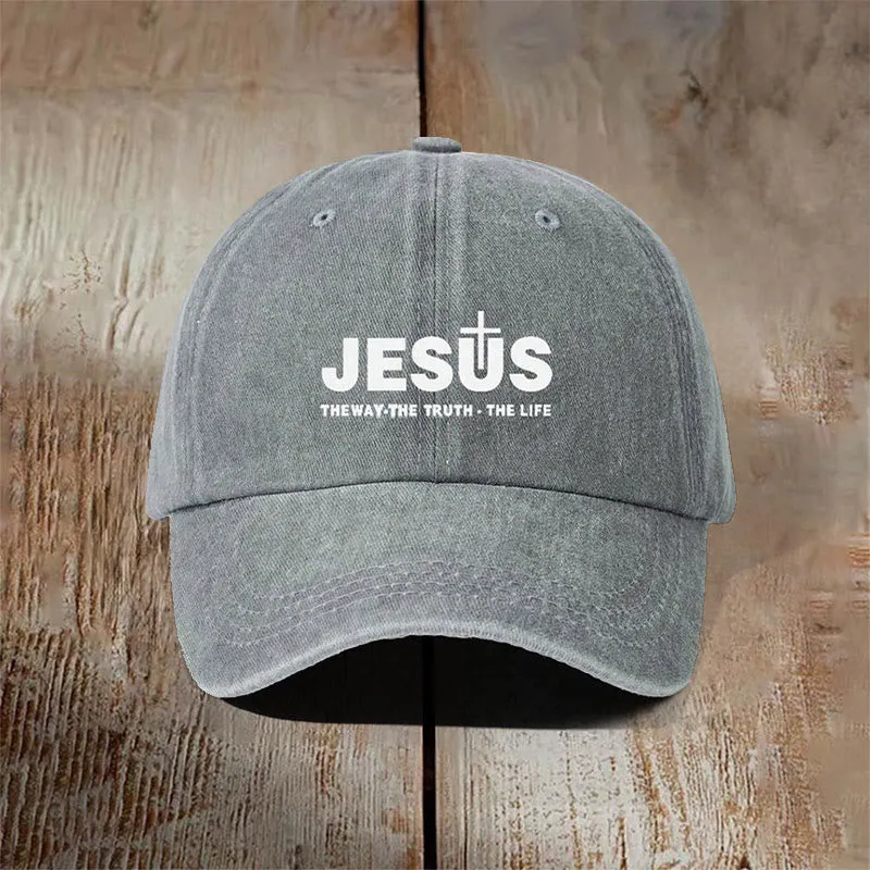 Christianartworkshop Minimalist Jesus The Way The Truth The Life Statement Baseball Cap sold by Christian Art Workshop product image thumbnail 2