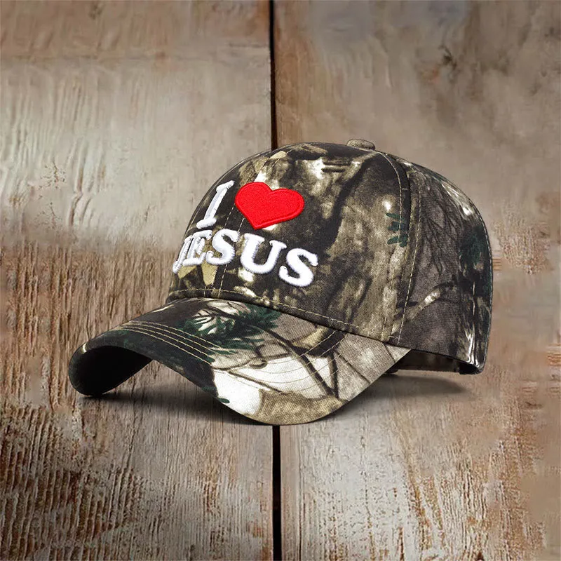 Christianartworkshop I Love Jesus Camo Outdoor Baseball Cap sold by Christian Art Workshop