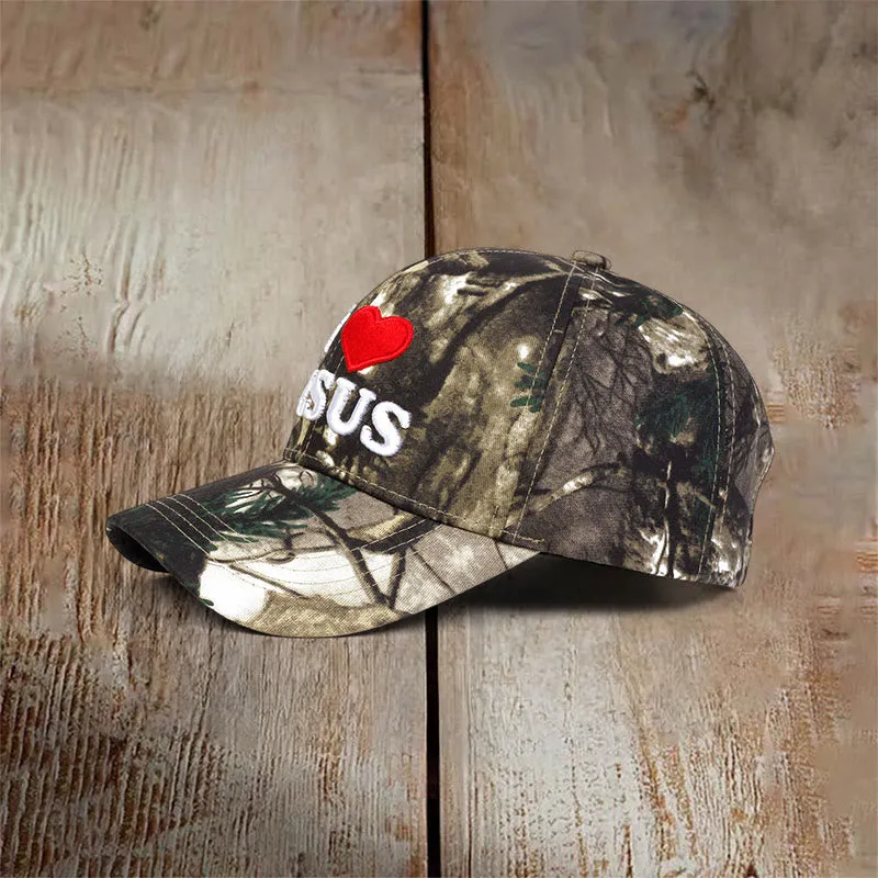 Christianartworkshop I Love Jesus Camo Outdoor Baseball Cap sold by Christian Art Workshop product image thumbnail 3