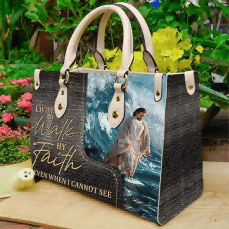 Christianartworkshop Spiritual Faith Personalized Leather Handbag with Jesus Art: Carry Divine Inspiration sold by Christian Art Workshop