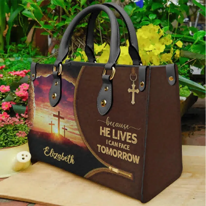 Christianartworkshop Elegant Daily Reminder Personalized Leather Handbag: Faith to Face Tomorrow sold by Christian Art Workshop