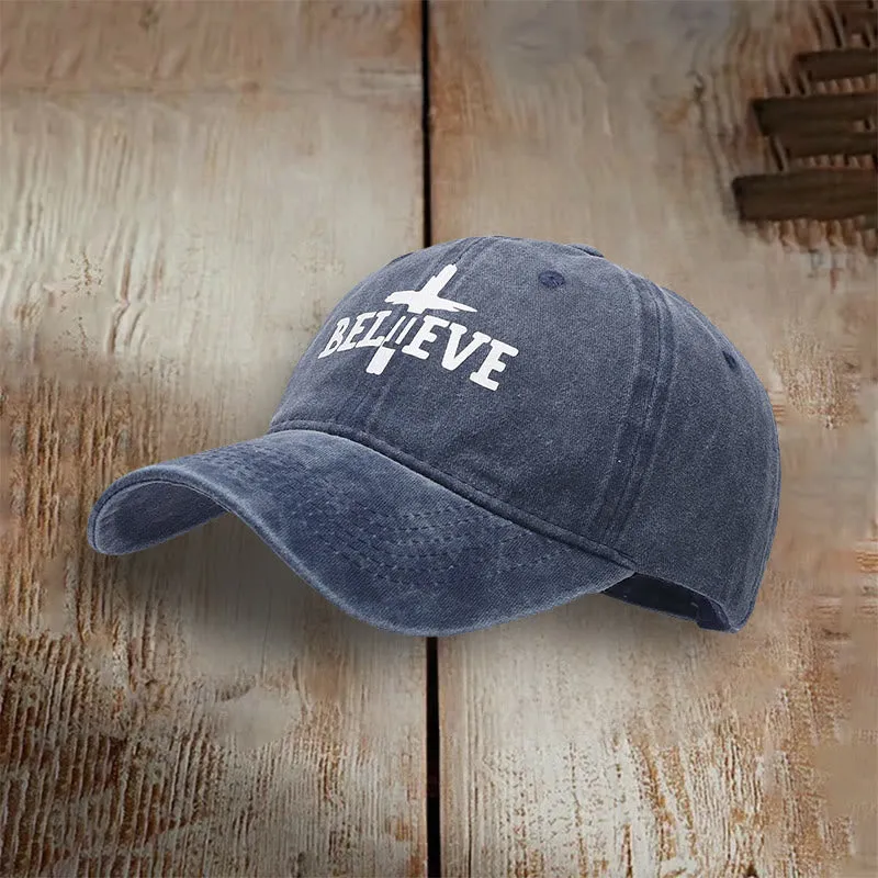 Christianartworkshop Believe in the Cross Baseball Cap: Faith Over Doubt sold by Christian Art Workshop product image thumbnail 3