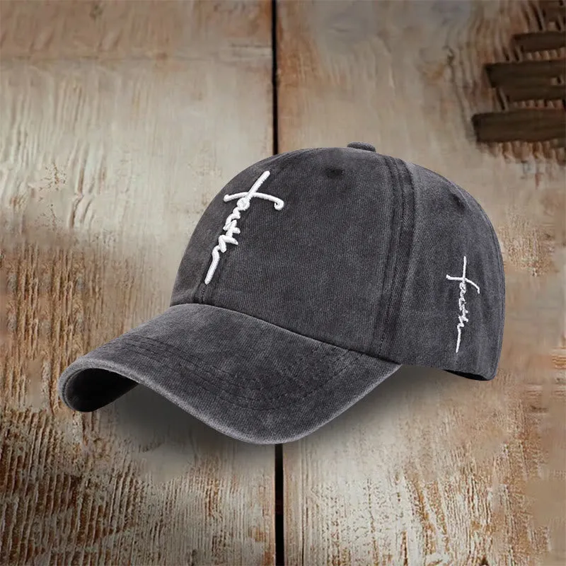 Christianartworkshop Minimalist Faith Cross Baseball Cap: Casual Style with a Powerful Message sold by Christian Art Workshop