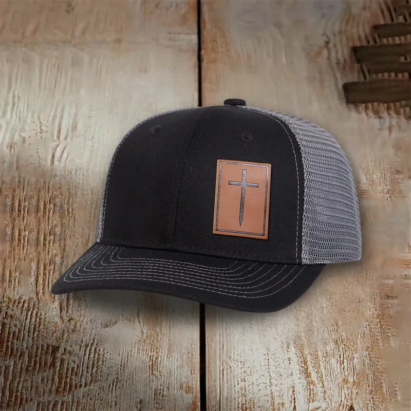 Christianartworkshop Faith Over Fear Nail Cross Leather Patch Faith Hat sold by Christian Art Workshop product image thumbnail 4