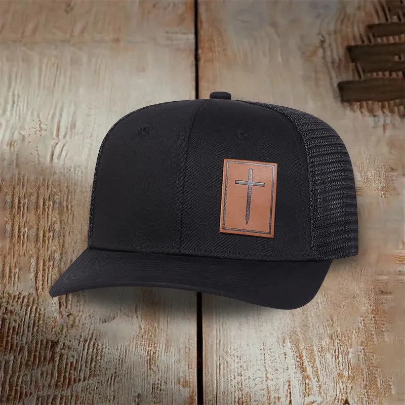 Christianartworkshop Faith Over Fear Nail Cross Leather Patch Faith Hat sold by Christian Art Workshop product image thumbnail 2