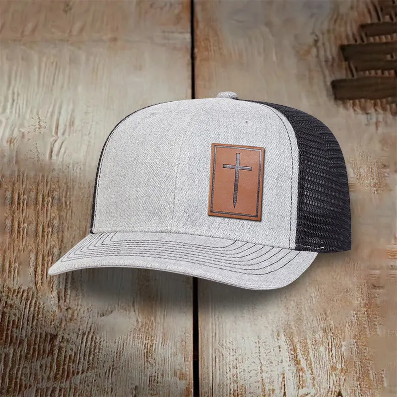 Christianartworkshop Faith Over Fear Nail Cross Leather Patch Faith Hat sold by Christian Art Workshop product image thumbnail 3