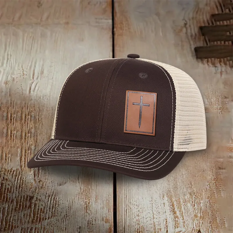 Christianartworkshop Faith Over Fear Nail Cross Leather Patch Faith Hat sold by Christian Art Workshop product image thumbnail 5