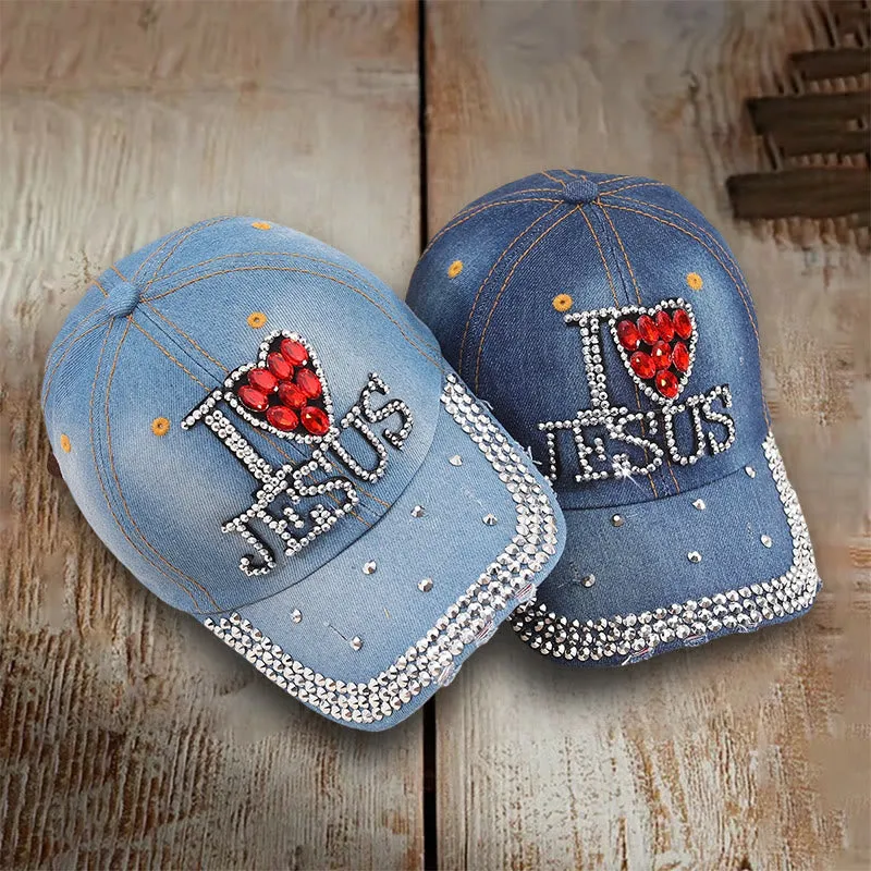 Christianartworkshop I Love Jesus Baseball Cap for Devoted Hearts: Radiate Love for Christ sold by Christian Art Workshop product image thumbnail 2