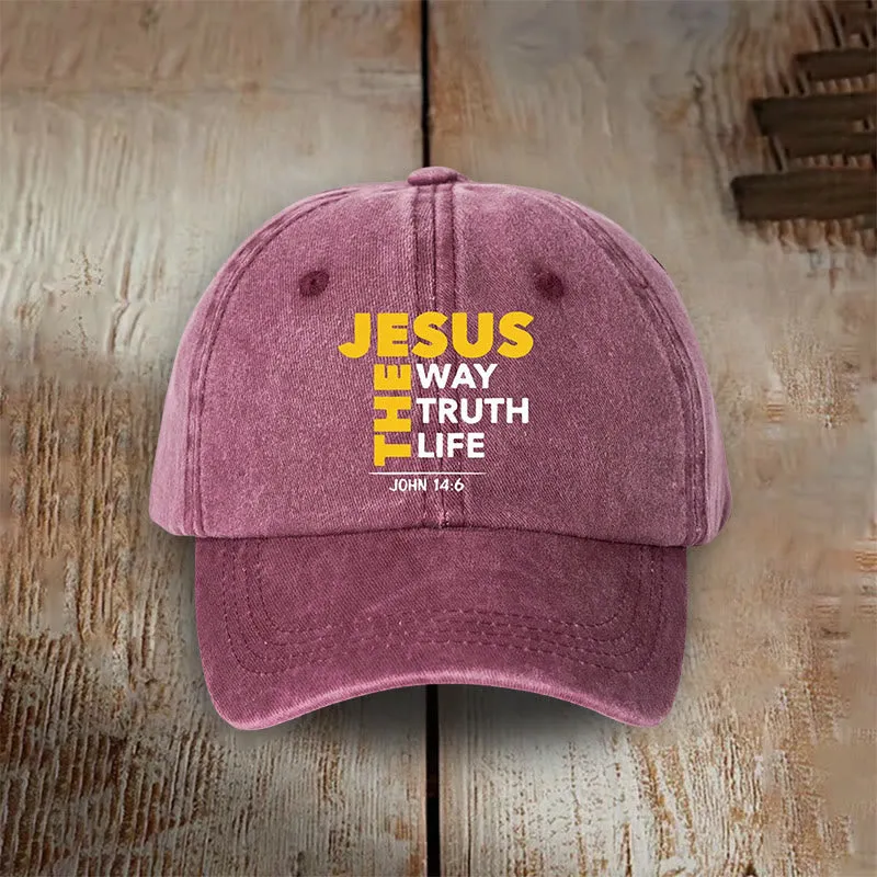 Christianartworkshop Vintage Jesus Is the Way Truth Life Baseball Cap: Walk in His Way sold by Christian Art Workshop