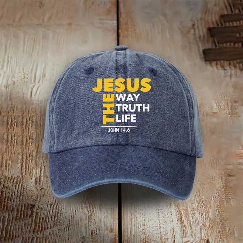 Christianartworkshop Vintage Jesus Is the Way Truth Life Baseball Cap: Walk in His Way sold by Christian Art Workshop product image thumbnail 5
