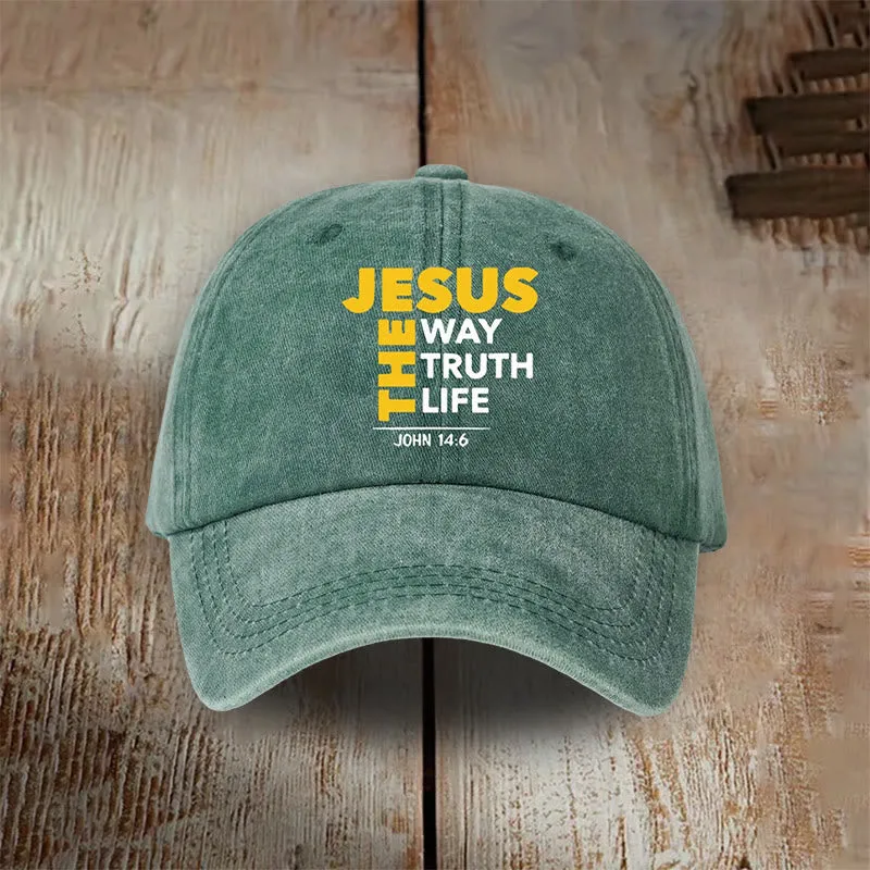 Christianartworkshop Vintage Jesus Is the Way Truth Life Baseball Cap: Walk in His Way sold by Christian Art Workshop product image thumbnail 4