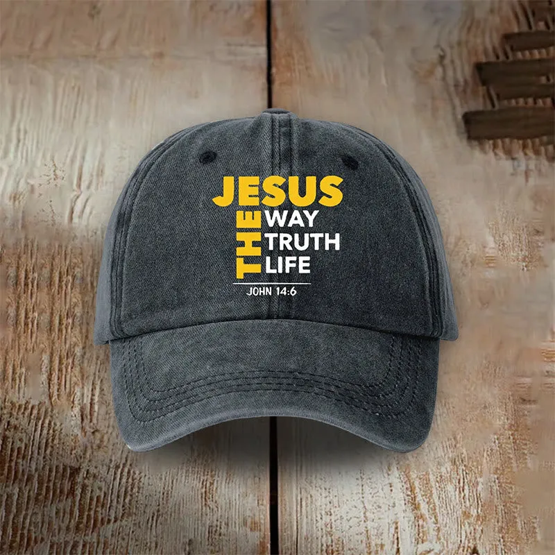 Christianartworkshop Vintage Jesus Is the Way Truth Life Baseball Cap: Walk in His Way sold by Christian Art Workshop product image thumbnail 2