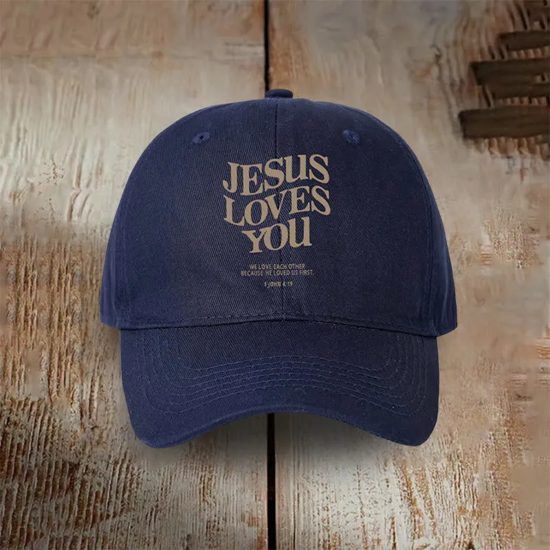 Christianartworkshop Faith-Filled Jesus Loves You Baseball Cap: Wear the Message of His Love sold by Christian Art Workshop product image thumbnail 4