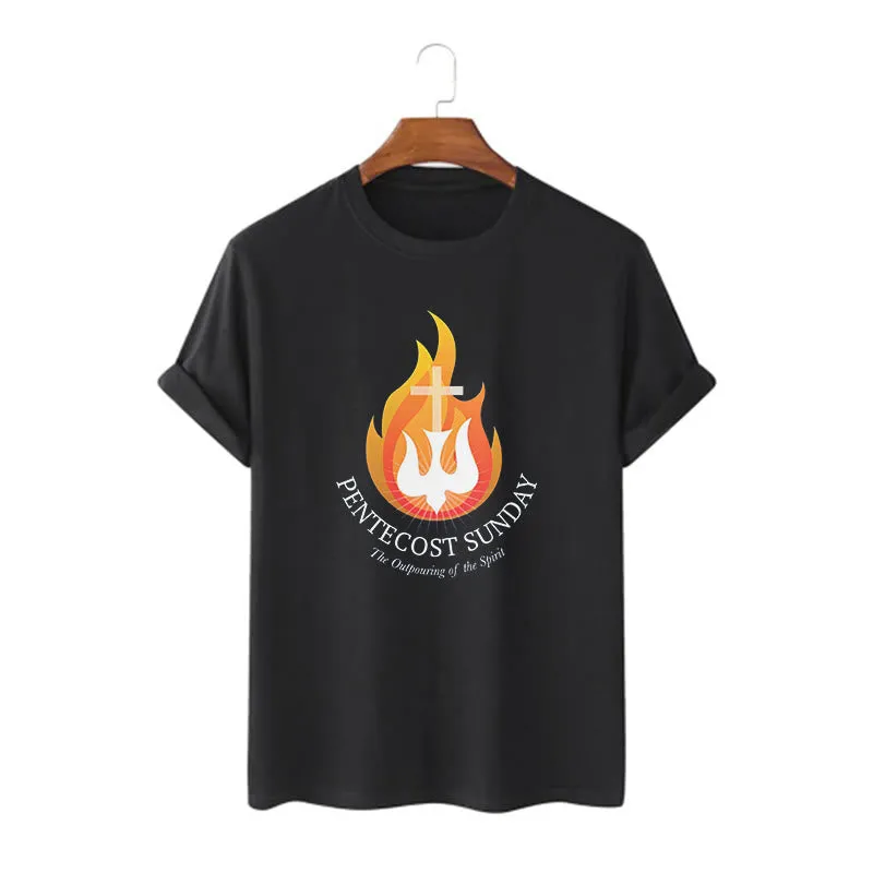 Christianartworkshop Classic Style Pentecost Sunday Outpouring of the Spirit Short Sleeve Washed T-shirt sold by Christian Art Workshop