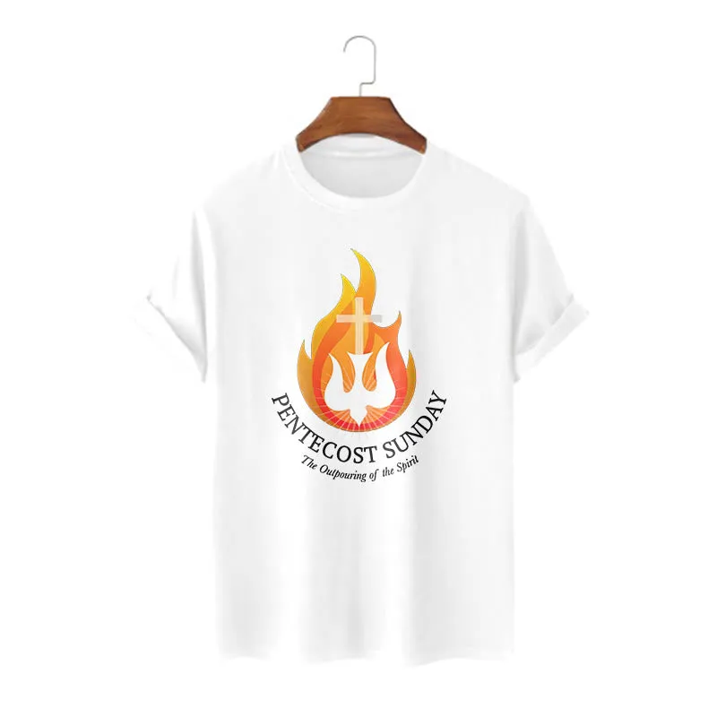 Christianartworkshop Classic Style Pentecost Sunday Outpouring of the Spirit Short Sleeve Washed T-shirt sold by Christian Art Workshop product image thumbnail 3