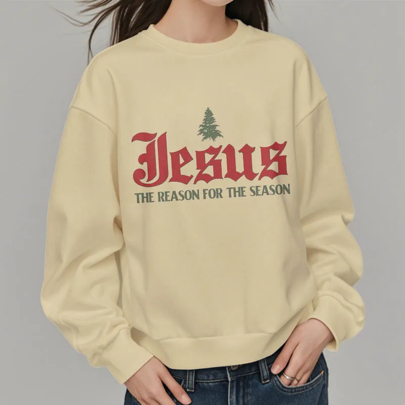Christianartworkshop Quotation Style Jesus The Reason for the Season Fleece Lined Polyester Sweatshirt sold by Christian Art Workshop product image thumbnail 5