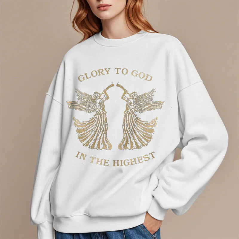 Christianartworkshop Classic Style Glory To God In The Highest Angel Fleece Lined Polyester Sweatshirt sold by Christian Art Workshop product image thumbnail 5