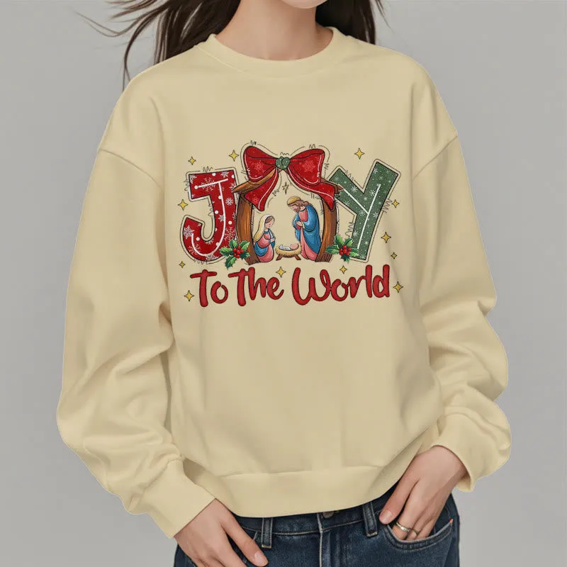 Christianartworkshop Colored Style Joy To The World Nativity Scene Fleece Lined Polyester Sweatshirt sold by Christian Art Workshop product image thumbnail 3