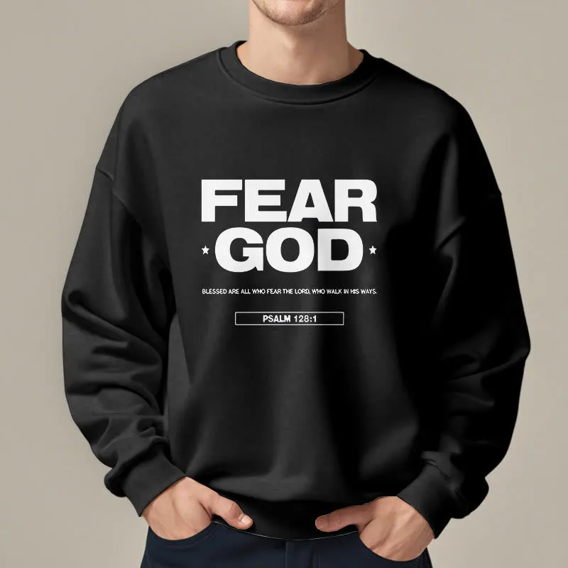 Christianartworkshop Classic Quotation Style Fear God Faith Blessed Fleece Lined Polyester Sweatshirt sold by Christian Art Workshop product image thumbnail 3