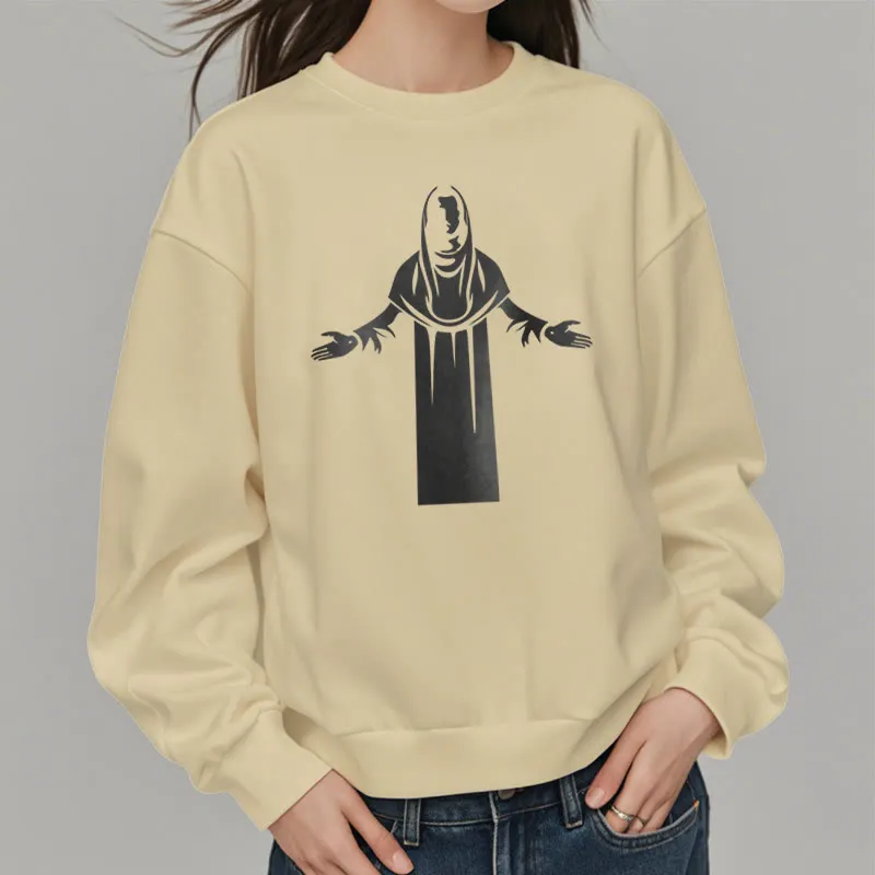Christianartworkshop Classic Style Saint Figure Hands Open Praying Fleece Lined Polyester Sweatshirt sold by Christian Art Workshop product image thumbnail 2