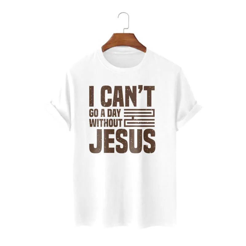 Christianartworkshop Quotation Style I Can't Go a Day Without Jesus Statement Short Sleeve T-shirt sold by Christian Art Workshop product image thumbnail 5