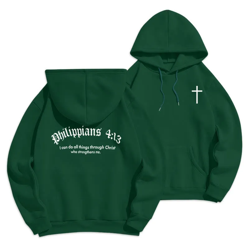 Christianartworkshop Quotation Style Bold Faith in Philippians 413 Fleece Lined Polyester Hoodie sold by Christian Art Workshop product image thumbnail 5