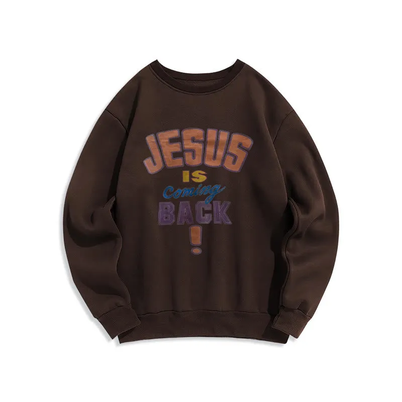 Christianartworkshop Modern Street Style Jesus Is Coming Back Fleece Lined Polyester Sweatshirt sold by Christian Art Workshop product image thumbnail 5