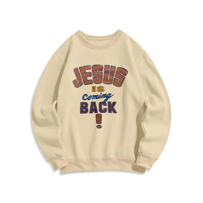 Christianartworkshop Modern Street Style Jesus Is Coming Back Fleece Lined Polyester Sweatshirt sold by Christian Art Workshop product image thumbnail 3