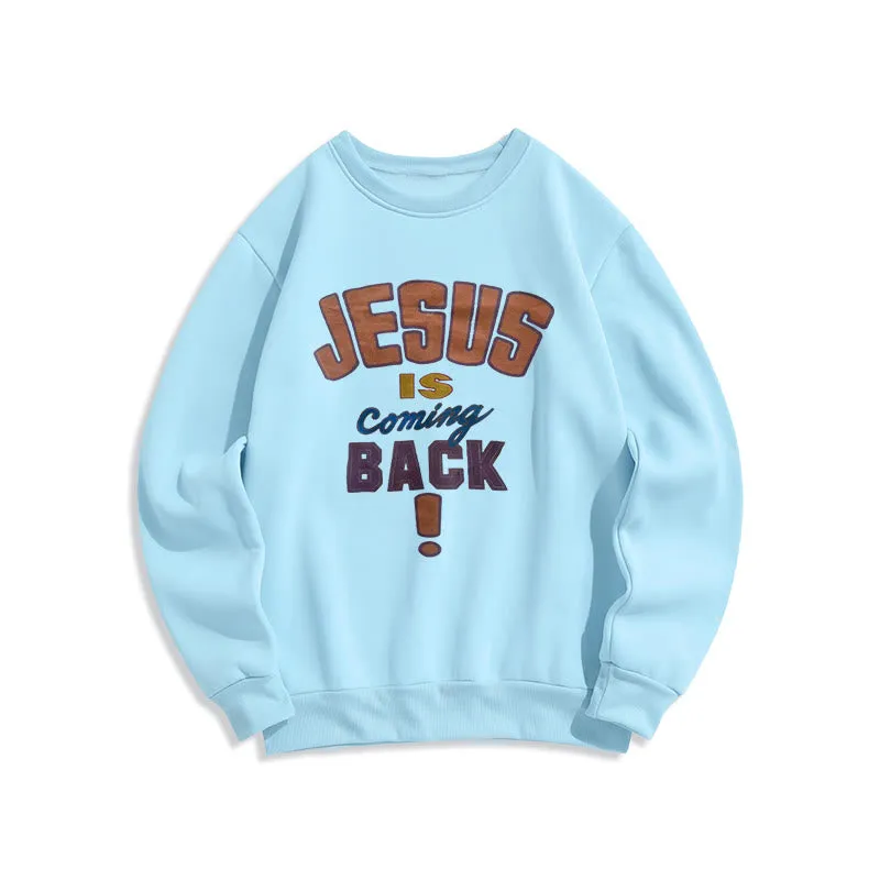 Christianartworkshop Modern Street Style Jesus Is Coming Back Fleece Lined Polyester Sweatshirt sold by Christian Art Workshop product image thumbnail 4