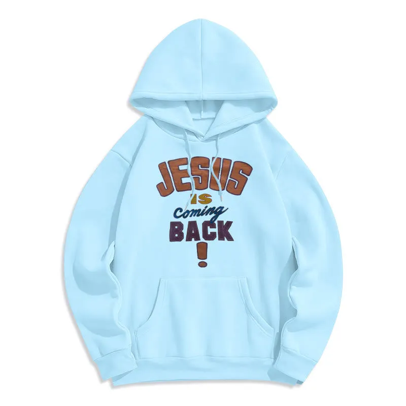 Christianartworkshop Modern Street Style Jesus Is Coming Back Fleece Lined Polyester Hoodie sold by Christian Art Workshop product image thumbnail 5