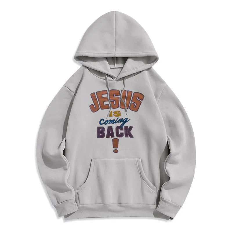 Christianartworkshop Modern Street Style Jesus Is Coming Back Fleece Lined Polyester Hoodie sold by Christian Art Workshop product image thumbnail 3