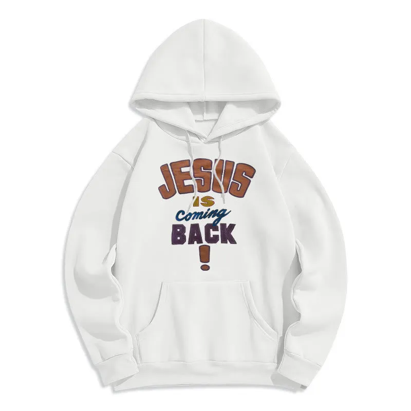 Christianartworkshop Modern Street Style Jesus Is Coming Back Fleece Lined Polyester Hoodie sold by Christian Art Workshop