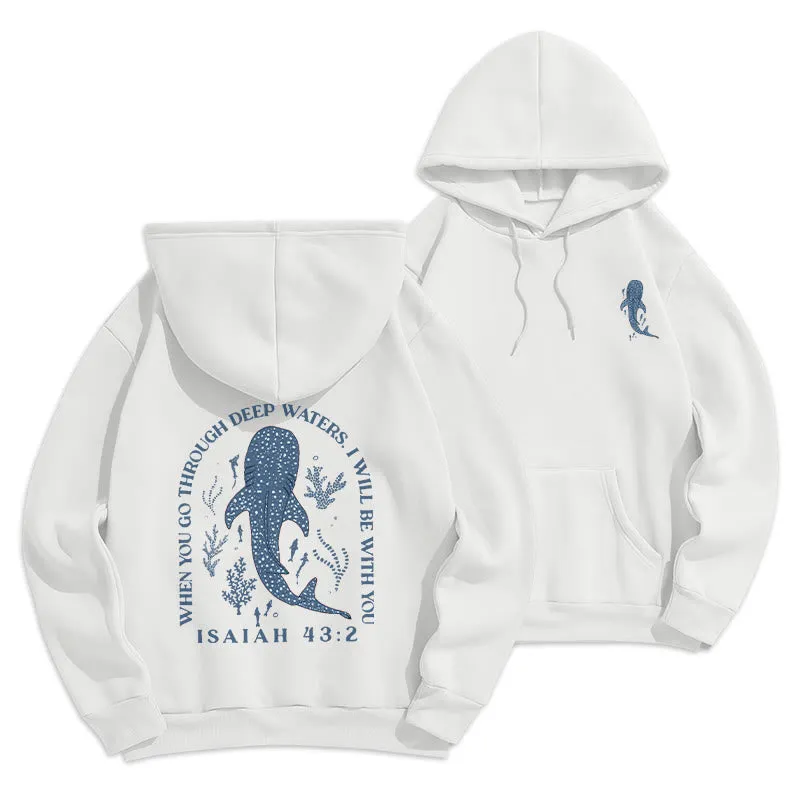 Christianartworkshop Modern Colored Style Faith Beneath the Waves Fleece Lined Polyester Hoodie sold by Christian Art Workshop