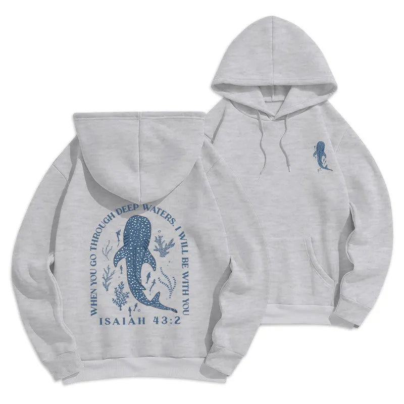 Christianartworkshop Modern Colored Style Faith Beneath the Waves Fleece Lined Polyester Hoodie sold by Christian Art Workshop product image thumbnail 5