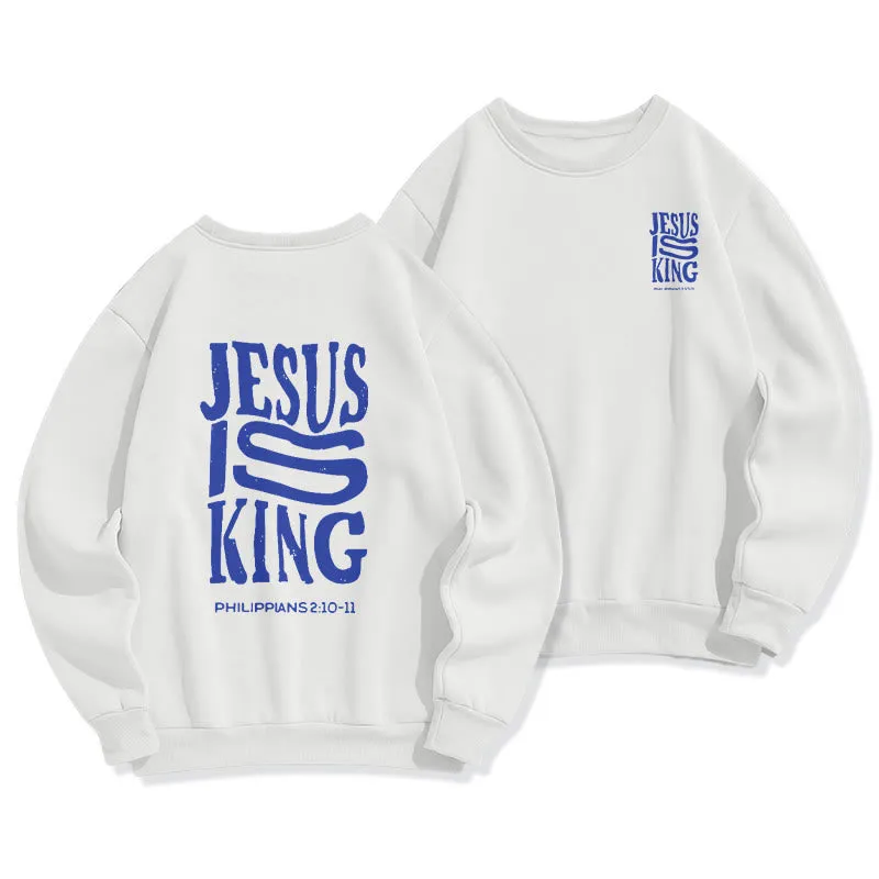 Christianartworkshop Bold Street Style Jesus Is King Bold Fleece Lined Polyester Sweatshirt sold by Christian Art Workshop product image thumbnail 4
