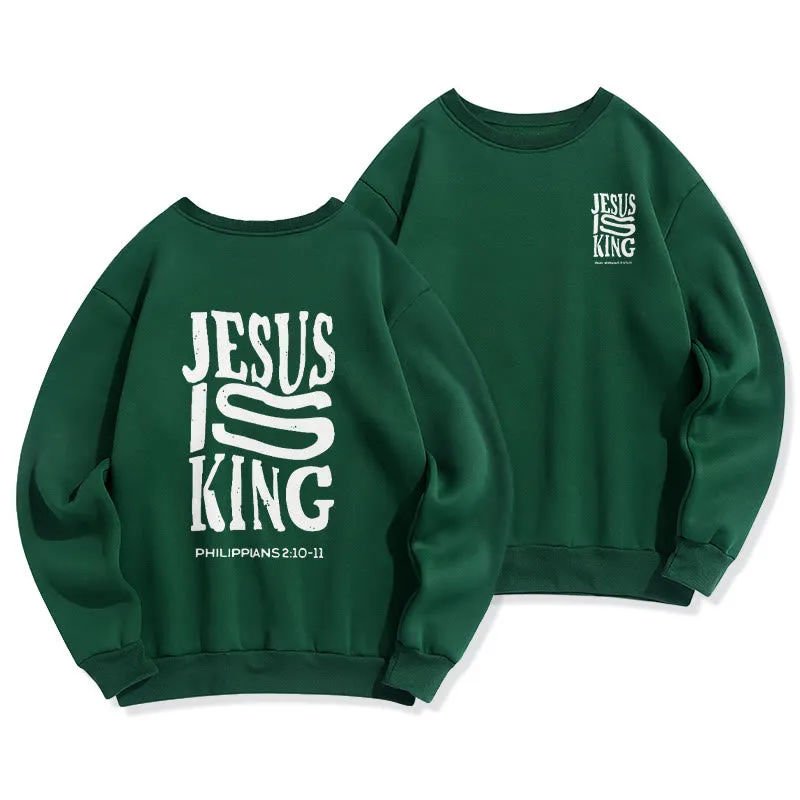 Christianartworkshop Bold Street Style Jesus Is King Bold Fleece Lined Polyester Sweatshirt sold by Christian Art Workshop product image thumbnail 5