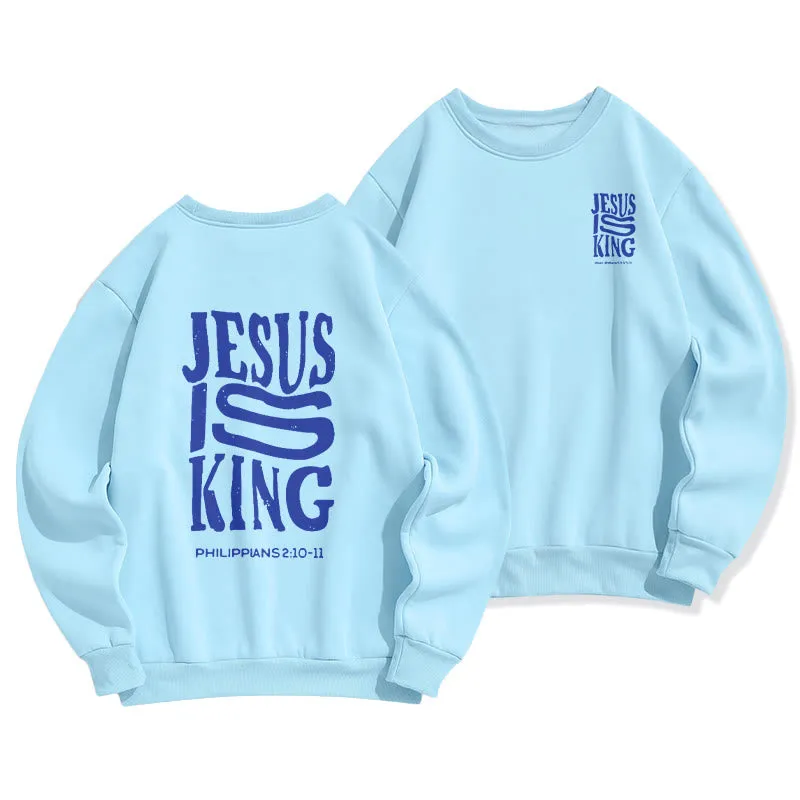 Christianartworkshop Bold Street Style Jesus Is King Bold Fleece Lined Polyester Sweatshirt sold by Christian Art Workshop product image thumbnail 3
