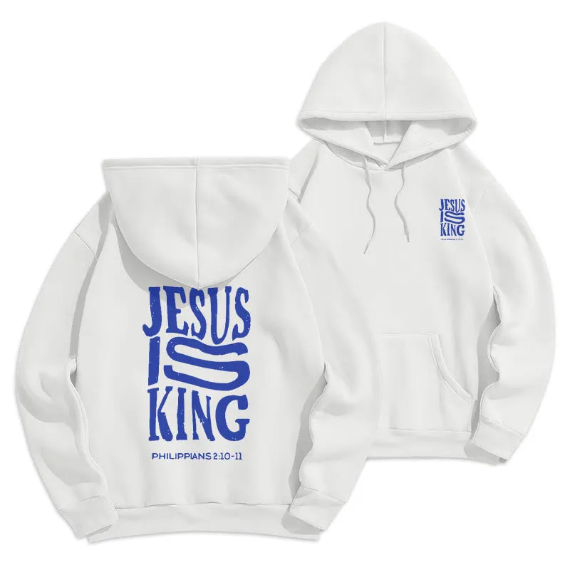 Christianartworkshop Bold Street Style Jesus Is King Bold Fleece Lined Polyester Hoodie sold by Christian Art Workshop product image thumbnail 4