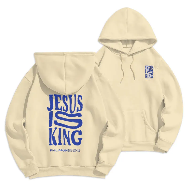 Christianartworkshop Bold Street Style Jesus Is King Bold Fleece Lined Polyester Hoodie sold by Christian Art Workshop