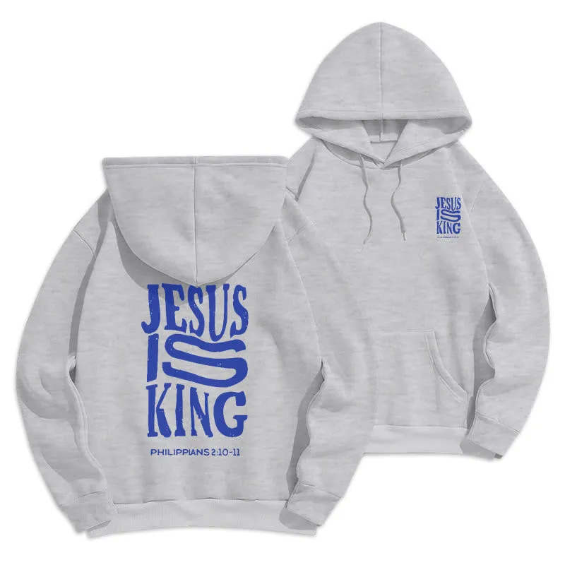 Christianartworkshop Bold Street Style Jesus Is King Bold Fleece Lined Polyester Hoodie sold by Christian Art Workshop product image thumbnail 5