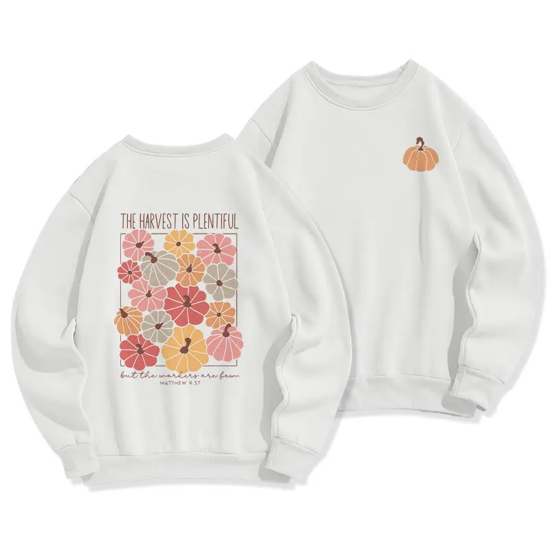 Christianartworkshop Harvest Grace in Every Pumpkin Fleece Lined Polyester Sweatshirt sold by Christian Art Workshop