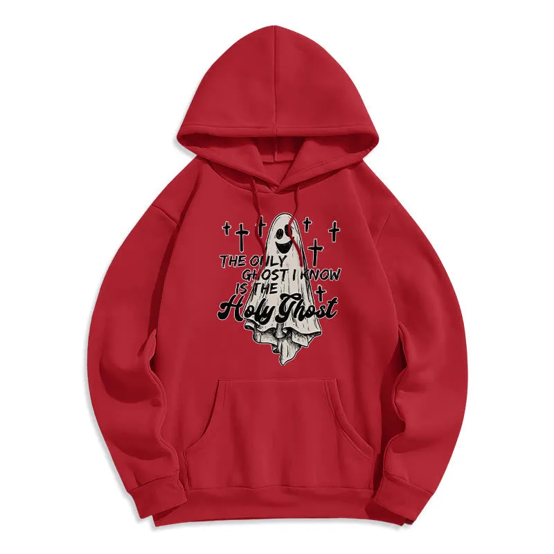 Christianartworkshop Holy Ghost and Cross Gospel Fusion Fleece Lined Polyester Hoodie sold by Christian Art Workshop