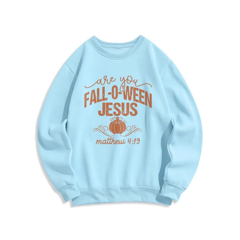 Christianartworkshop Fall for Jesus Pumpkin Faith Fleece Lined Polyester Sweatshirt sold by Christian Art Workshop