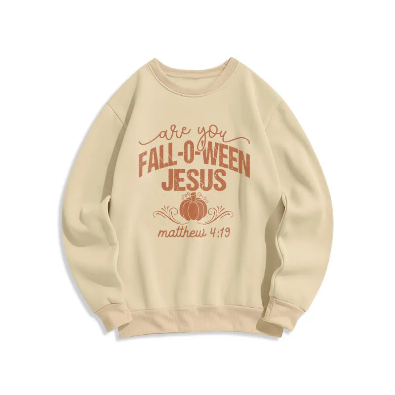 Christianartworkshop Fall for Jesus Pumpkin Faith Fleece Lined Polyester Sweatshirt sold by Christian Art Workshop product image thumbnail 5